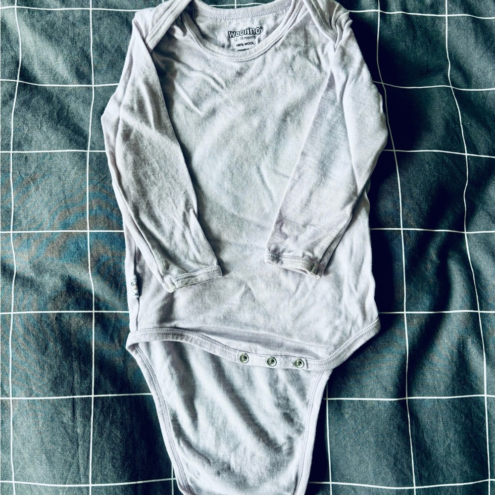 Baby Bodysuit, Long Sleeve, Merino Wool, Lilac